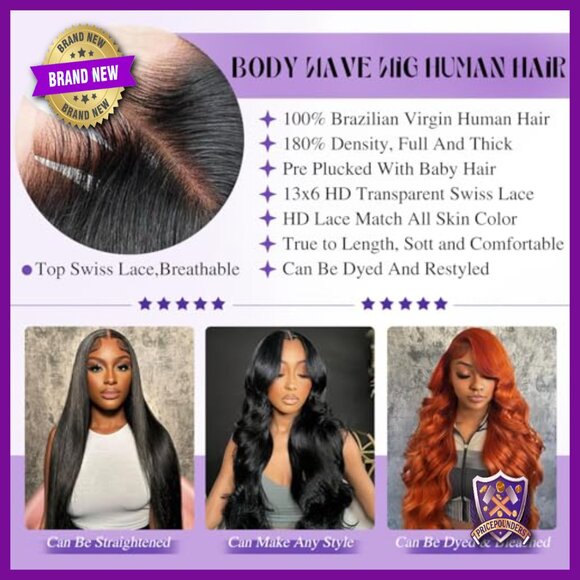 30 Inch 13x6 Lace Front Wig Human Hair Body Wave Glueless HD Lace